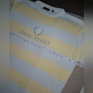 Fred Perry Men's Sweater in Yellow and Blue Stripes